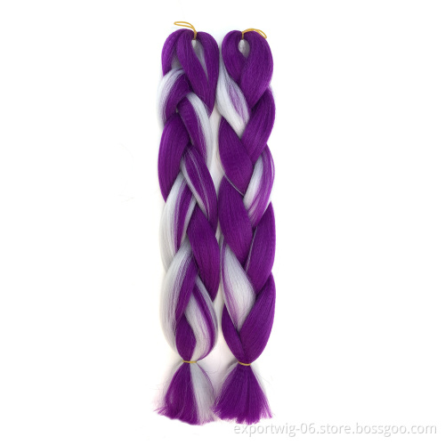 24 inch Ombre candy Color Synthetic Hair Braids Pre Stretched Wholesale Jumbo Braiding Hair Extensions yaki braid